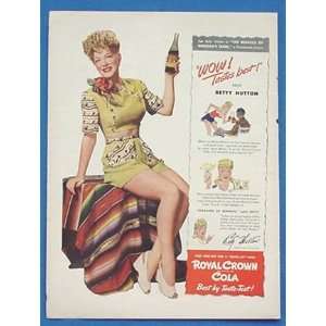 1943 Betty Hutton RC Royal Crown Cola Print Ad 