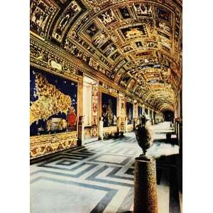  1939 Vatican Gallery of Maps Museum Palace Color Print 