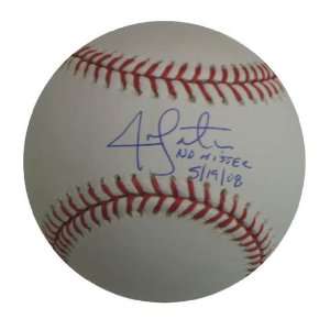   inscribed no hit Official Major League Baseball.(MLB Authenticated