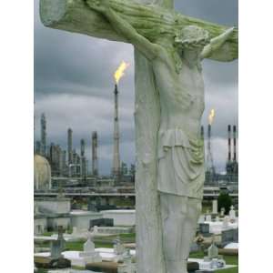 Crucifixion Statue Overlooks Petrochemical Plants Massed Upriver 