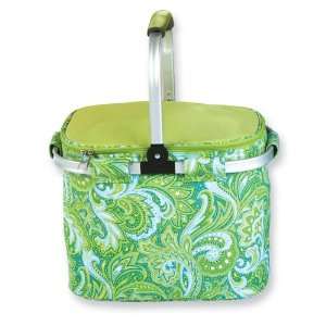  Green Paisley Poylester Collapsible Tote Jewelry