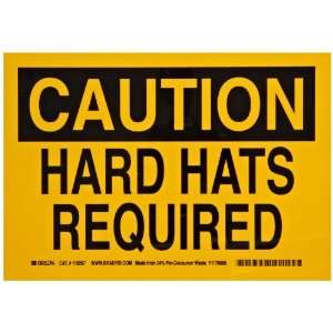   Color Sustainable Safety Sign, Legend Caution Hard Hats Required