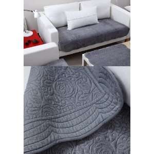 Velvet Sofa Cushion Couch Chair Cover Pad Throw Pet Mat Blue   Gray 