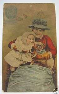 1884 Tea Advertising Victorian Trade Card Sign Pug Dog  