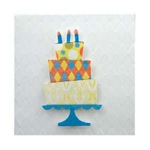  Karen Foster Dimensional Note Card With Envelope 3X3 Birthday Cake 