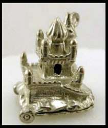 CHIM Vintage ENGLISH STERLING Silver CASTLE Charm SLEEPING BEAUTY 