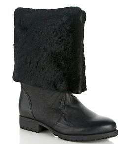 La Victoire Leather Shearling Boot black 8m  