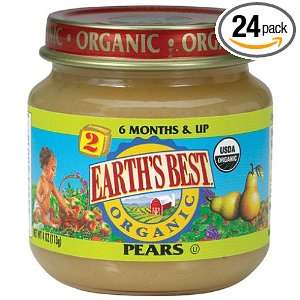 Earths Best 2nd Pears, 4 Ounce Jars (Pack of 24)  Grocery 