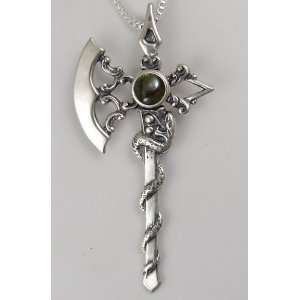 The Royal Battle Ax Pendant in Sterling Silver and Accented with 