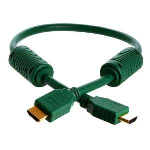    28AWG HDMI Cable with Ferrite Cores Green 1.5ft Electronics