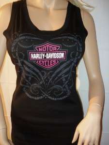 NWT Harley Davidson Black Pink Allegiance Bar Shield Tank Top T Shirt 
