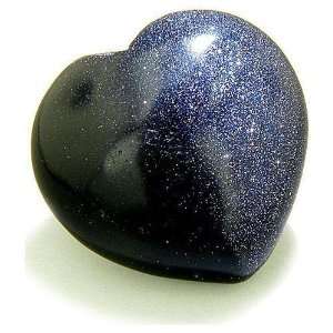  30mm Blue Goldstone Pocket Puff Heart Healing Crystal 