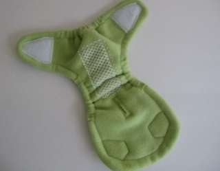 Female dog/doggie diaper in LIGHT LIME GREEN fabric.