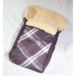 Baby Sleeping Bag, Bunting Bag, Footmuff 100% Wool (Purple   Chequered 