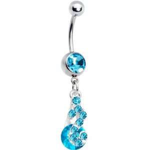  Aqua Radiant Gem Drop Belly Ring Jewelry