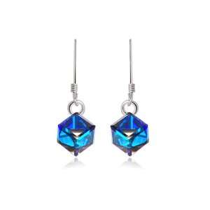  Purple Blue Cube Prism Pyramid 3D Sparkle Dangle Earrings Jewelry