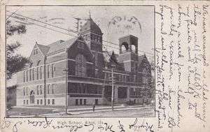 High School Alton Illinois IL 1900s street town old postcard  