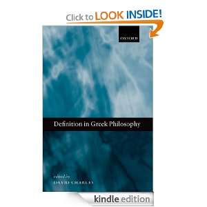 Definition in Greek Philosophy David Charles  Kindle 
