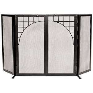  Three Fold Graphite 29 1/2 High Fireplace Screen with 