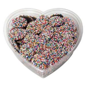 Small Valentines Day Heart Container of Chocolate Rainbow Non Pareils