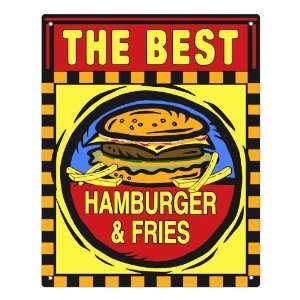 Restaurant hamburger fries sign retro wall decor
