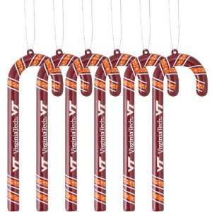  Virginia Tech Hokies 2010 Candy Cane Ornament Set of 6 