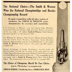  1911 Vintage Ad Smith & Wesson Revolver Pistol Medals 