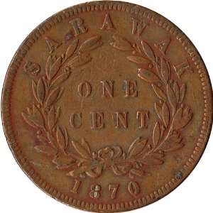  1870 Sarawak 1 Cent Coin Charles J. Brooke Rajah KM#6 