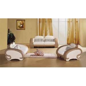 Contemporary Modern Furniture Leather Sofa Chair 3 Pieces Set   Camel 