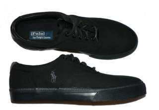 Polo Ralph Lauren Vaughn mens shoes canvas leather sneakers new black 