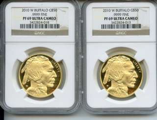   PF69UC $50 1oz Proof Gold American Buffalo PF69 coin 2 coins  