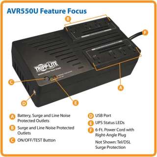 Tripp Lite AVR550U AVR 550VA Compact Line Interactive UPS (8 Outlets)