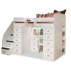   Saver Twin Loft with 2 Chests Desk and Stairs Loft Bed