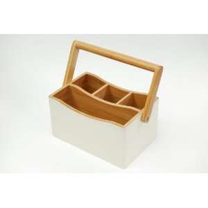  Creative Home Stained Bamboo Utensil Caddy with Handle 
