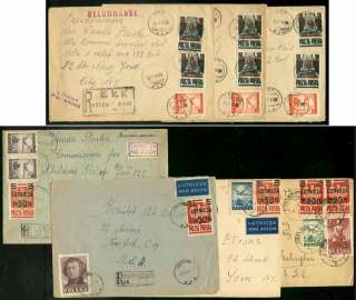 Poland 1946 9 six covers to US/Red Cross Charity labels  