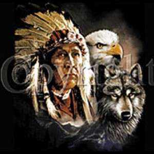 SHIRT   NATIVE AMERICAN   Indian,Eagle,Wolf   SM XL  