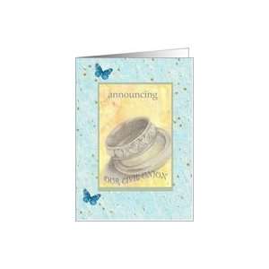 CIVIL UNION ANNOUNCEMENT BUTTERFLY WEDDING RINGS ILLUSTRATION Card