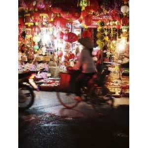  Cyclist in Front of Lantern Stall, Hanoi, Vietnam 