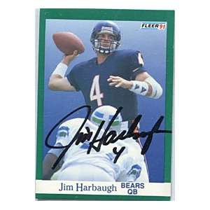  Jim Harbaugh Autographed/Signed 1991 Fleer Card Sports 