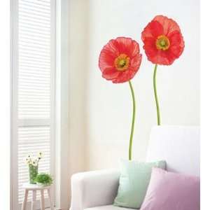  RED POPPY WALL DECAL DECO MURAL STICKER LWST 01