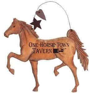  One Horse Town Tavern Carved Wood Sign