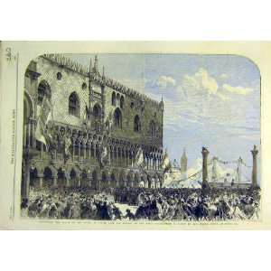   Venice Balcony Doge Palace Election Result Print 1866