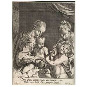   Card Wenceslaus Hollar   The holy family, after Heintz