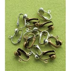  Vintage Groove Earring Clip Ons Brass & Silver Mix 12/Pkg 