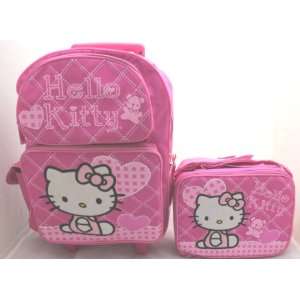  Hello Kitty Large 16 Backpack +Lunch Bag SET   PINK HEART 