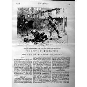  1884 ILLUSTRATION STORY DOROTHY FORSTER MEN FIGHTING