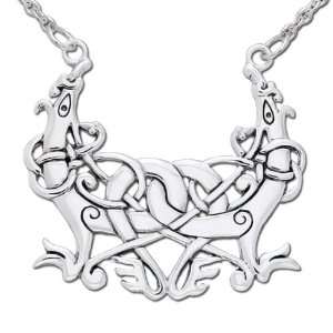   Sterling Silver Viking Ancient Urnes Artwork Pendant Necklace Jewelry