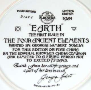 Boxed KNOWLES PLATE The Four Ancient Elements EARTH Slight A/F  