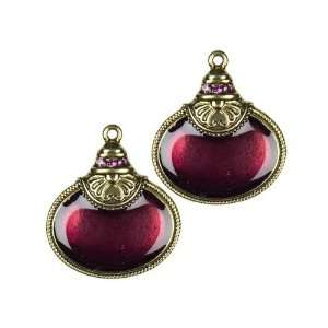  2pc Oval Drop Set Gold/burgundy   Jewelry Basics Accent 