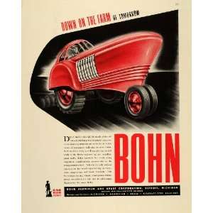  1943 Ad WWII Bohn Futuristic Red Farm Tractor Future 